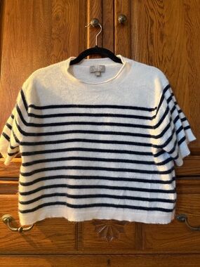 J.Crew striped cashmere crop sweater